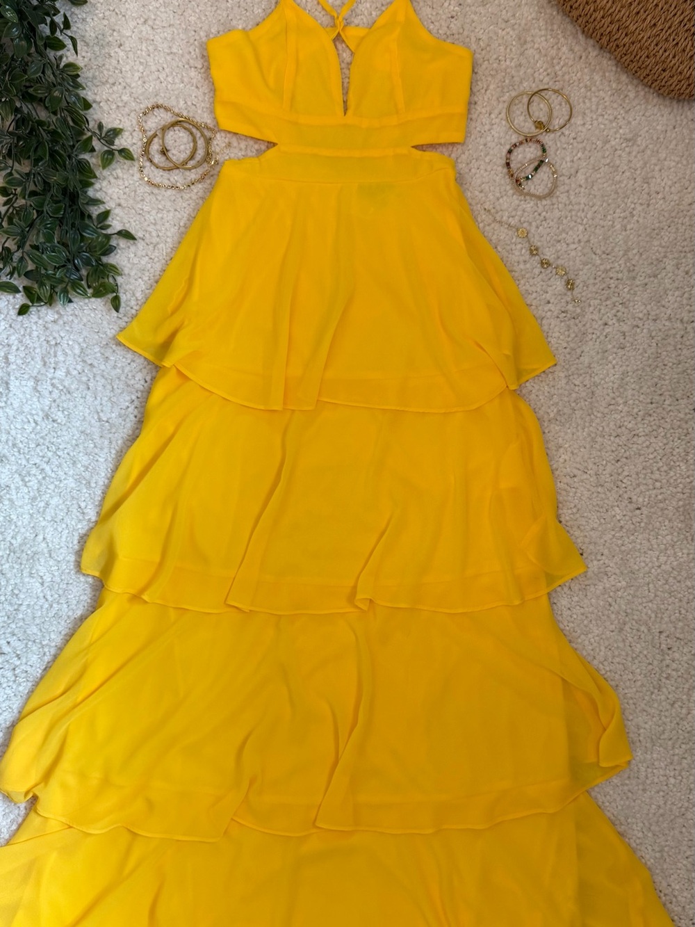 Lulu's Bright Yellow Tiered Ruffle Formal Dress for Girls